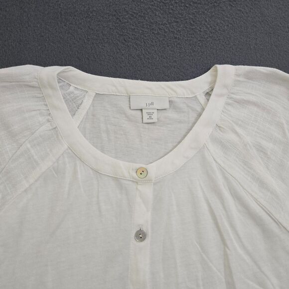 J. Jill Women XS White Button Front 3/4 Eyelet Lace Sleeve Peasant Top - Picture 3 of 11